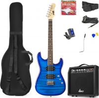 MAX GigKit Superstrat Elektrisk guitar med 40 Watt forstærker og tilbehør - Mørkeblå