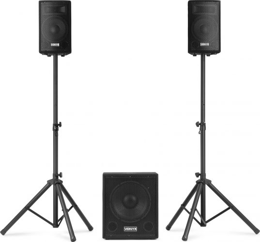 Vonyx VX0812BT 2.1 Komplet Lydsystem med 12" Subwoofer og 2 stk. 8" Højttalere / Bluetooth / 800W