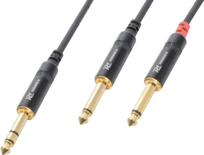 Kabel "god kvalitet" 6.3mm Stereo Jack til 2x 6.3mm Mono Jack, sort 1.5m