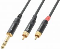 Audio Kabel "god kvalitet" 6.3mm Stereo Jack til 2x RCA-han, sort 3m